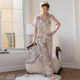 Spring and Summer New Short-sleeved Pajamas suit Ink Pattern Women's Pajamas High-end Luxury Outwear Home Apparel