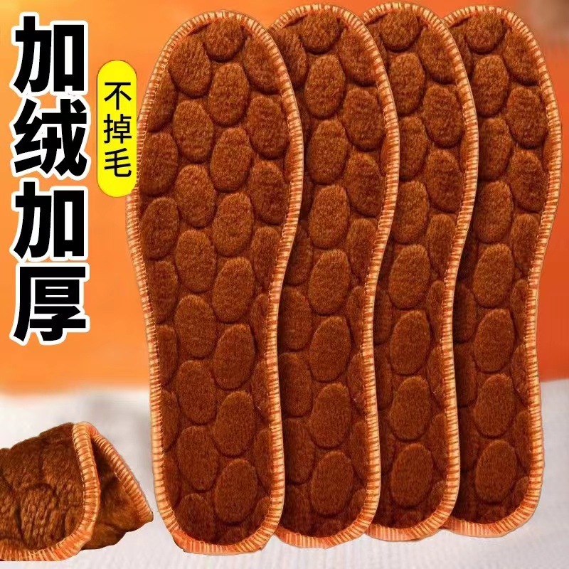 冬の保温とベルベットの厚い消臭靴マットは柔らかくて快適な男性女性が汗を吸って通気性の長いベルベットの耐寒綿靴マット|undefined
