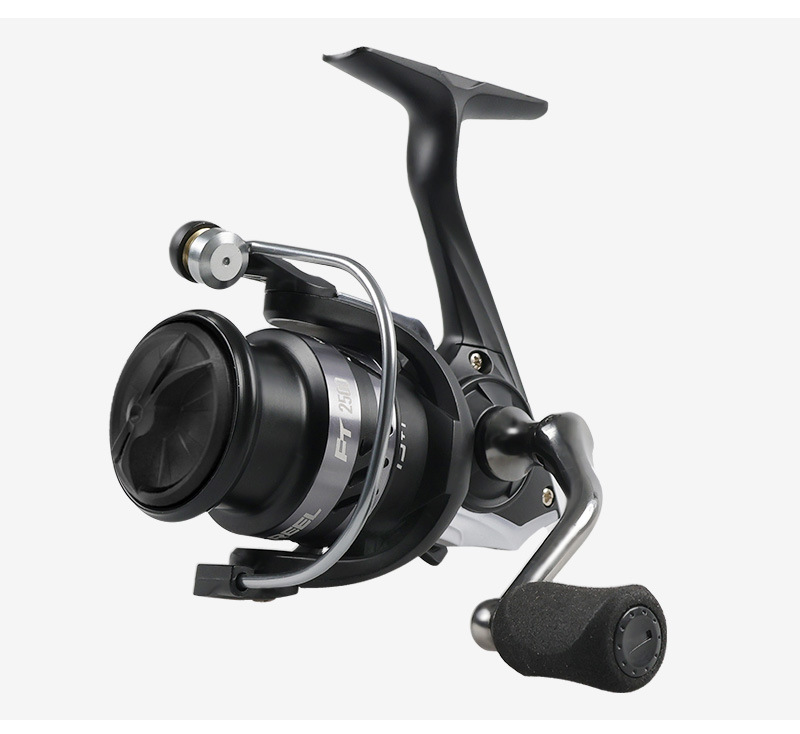 Liquidación de fábrica: modelo insignia de carrete de spinning para pesca con carrete de perfil bajo y manivela metálica.