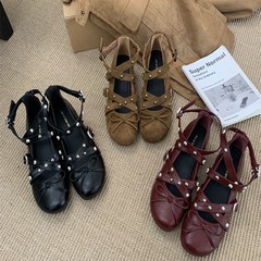 法式交叉皮带扣芭蕾舞鞋女2025春夏新款百搭时尚软底玛丽珍鞋