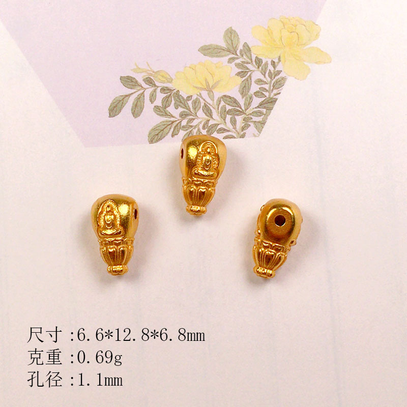 S925 Silver Gold-Plated Three-Way Phaseless Buddha Five-Sutra Accessories Bracelet Necklace String Decoration DIY Handmade Bead Semi-Finished Product