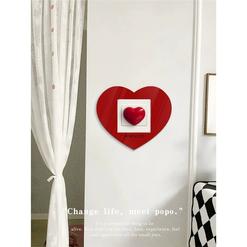 3D-крышка переключателя в форме сердца, современная минималистичная акриловая девчачья крышка розетки, декоративный набор рамок для домашнего переключателя