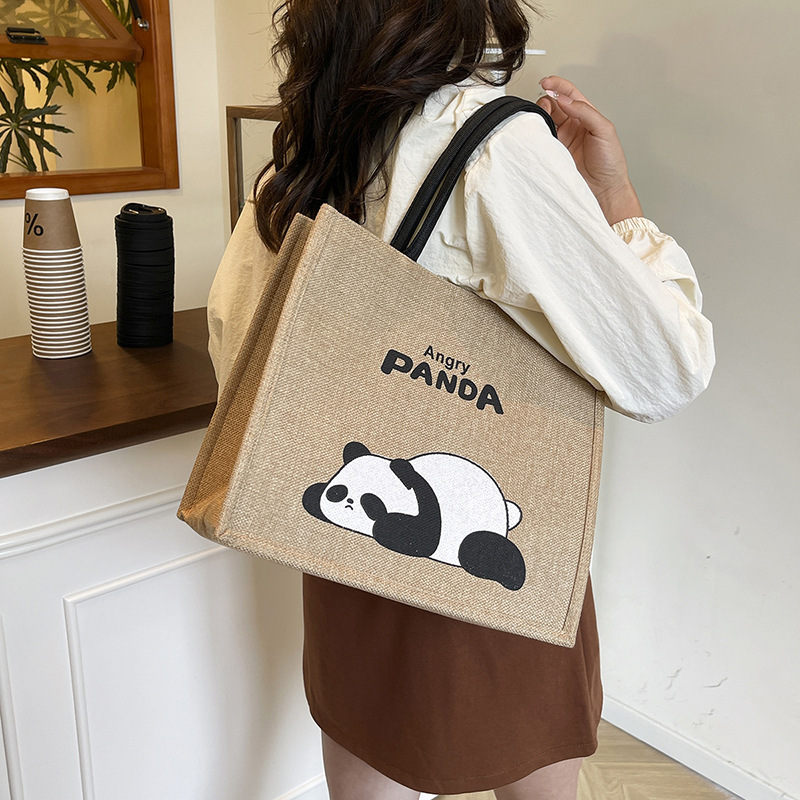 Anime Cartoon Red Panda Linen Tote Bag Women's Casual Work Commuting Tote Bag Large Capacity Outing Handbag Anime Cartoon Red Panda Linen Tote Bag Women's Casual Work Commuting Tote Bag Large Capacity Outing Handbag