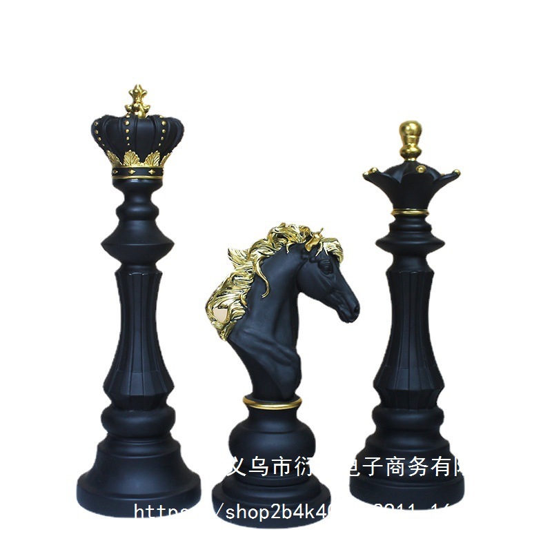 Decoración creativa para el hogar Ajedrez Decoración de resina Ventana Decoración para el hogar Muebles de ajedrez blanco y negro