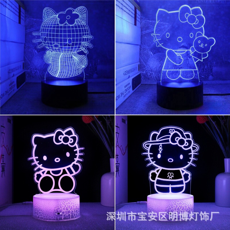 Cross-border new Hello Kitty Cat series 3D night light USB colorful LED table lamp girl cute gift Cross-border new Hello Kitty Cat series 3D night light USB colorful LED table lamp girl cute gift