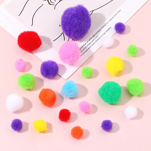 Supply of colorful high-elastic pom poms diy handmade accessories plush pom poms children's toys shoes hats hair accessories decorations