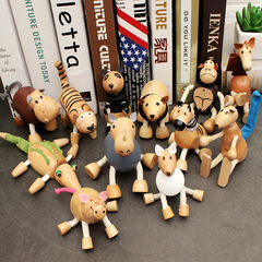 Creative wooden animal figurines, simulation style, children's playset animal models, solid wood gifts, wholesale toys
