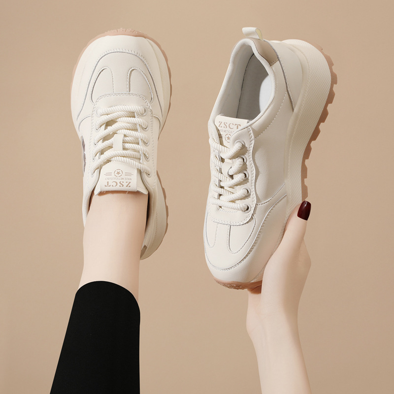 Chaussures blanches en cuir véritable, ballerines pour femme printemps-automne, chaussures de plage tendance, semelle souple en mesh, chaussures de sport et de loisirs légères_voghion.com