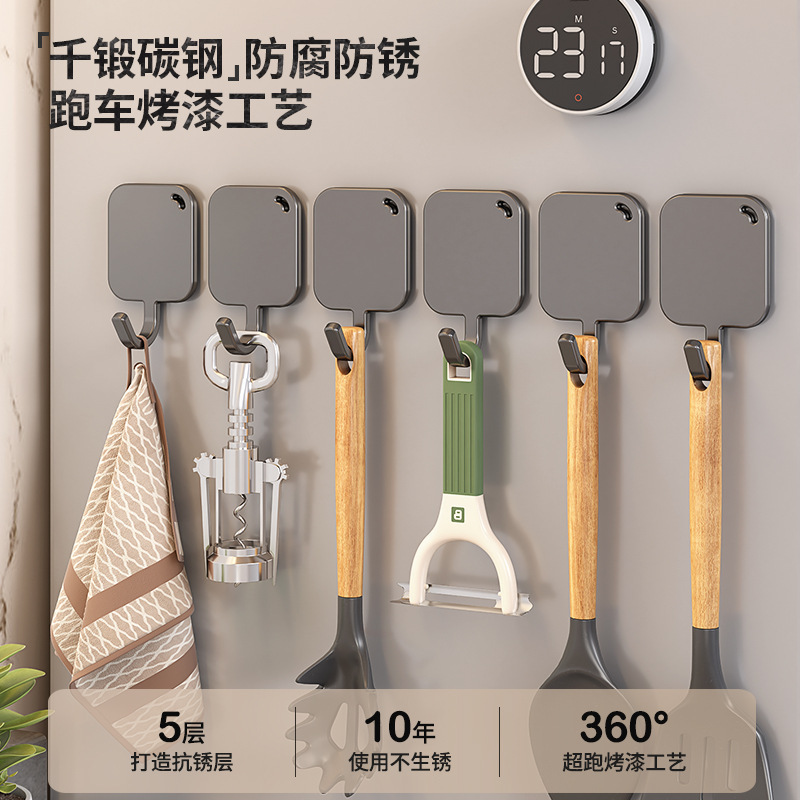 磁吸挂钩免打孔门后吸墙磁铁钩强力承重冰箱侧面挂钩厨房收纳挂架|undefined