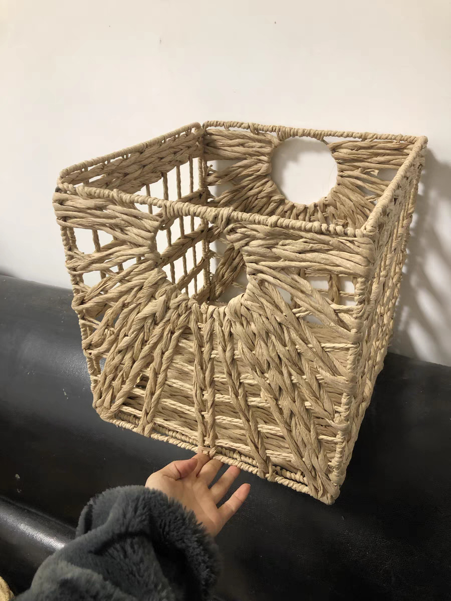 Cesta de almacenamiento de calabaza de agua tejida a mano imitación de vid, cesta de almacenamiento de algas plegable de gabinete de cuadrícula, cesta de almacenamiento