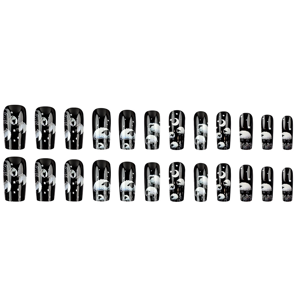 24 piezas de graffiti de dibujos animados de ovejas de cielo estrellado, color blanco negro, parche de uñas directo transfronterizo image 6