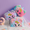 Cartoon plush cute cosmetic bag, stationery for traveling, pencil case, unicorn, big eyes