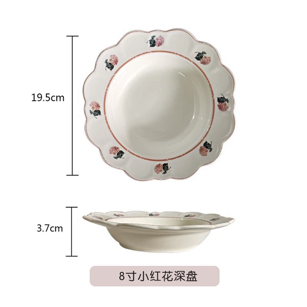 8-inch small red flower deep plate★♜