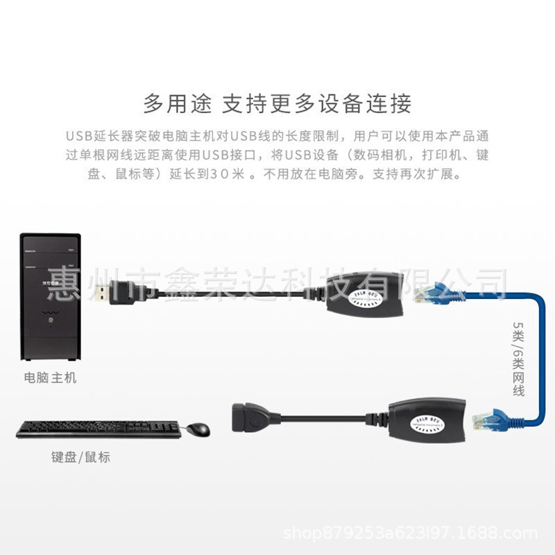 クロスボーダーUSBエクステンダ50メートルusb延長信号増幅器USB 0からRJ45ネットワークエクステンダ|undefined