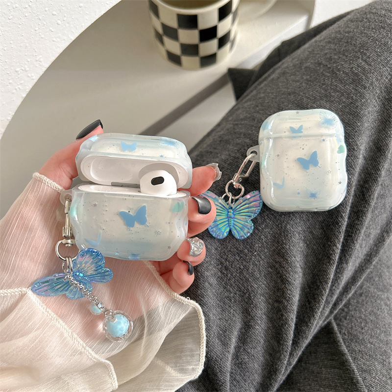 ドリームバタフライ AirPods4 Apple Bluetooth ワイヤレスヘッドフォンカバー 1/2/3 世代 pro2 かわいいペンダント女性用|undefined