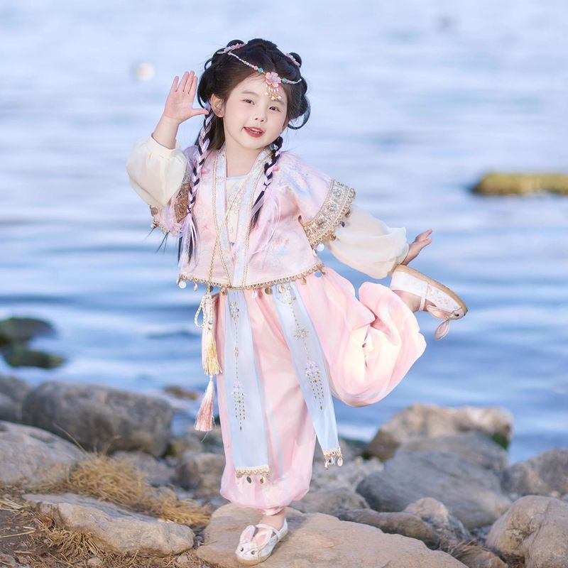汉服女童2025春秋款儿童古风新中式上衣裤子两件套小女孩国风套装|undefined