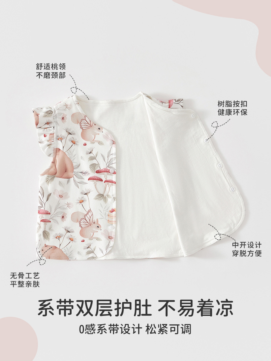 Chaleco de bebé recién nacido primavera y otoño ropa de bebé vestido de hombro de otoño chaleco de doble capa de algodón vestido con clip de caballo para mujeres
