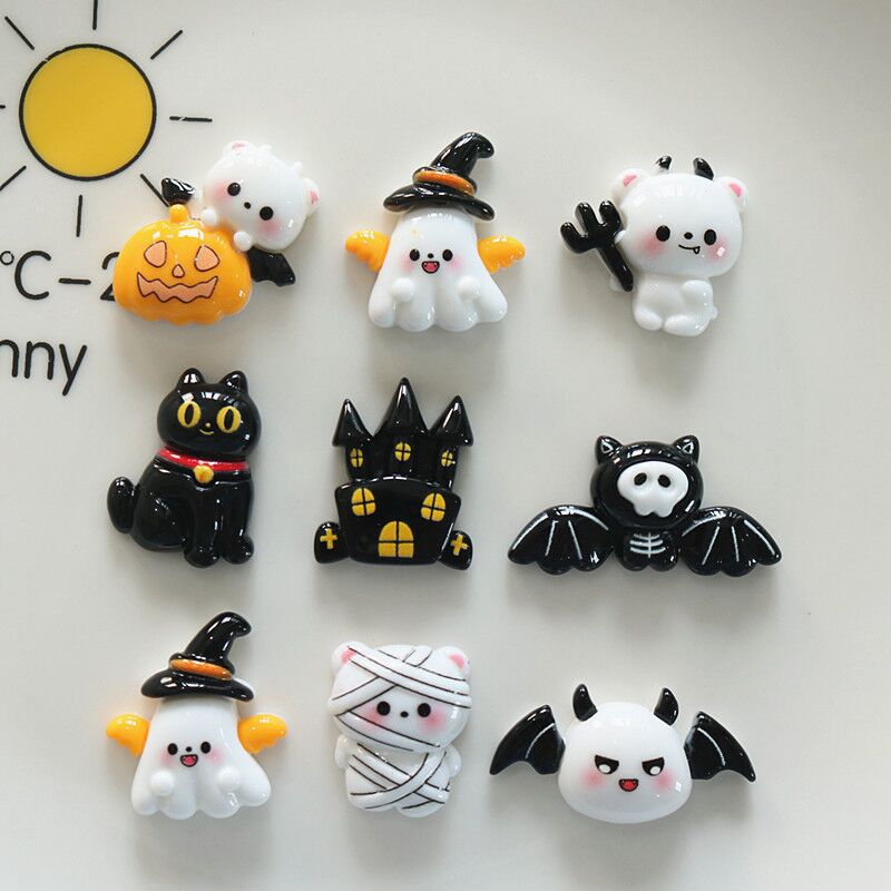Cartoon Halloween Ghost Bat Creative DIY Cream Glue Hairpin Mobile Phone Case Keychain Shoe Flower Decoration Material