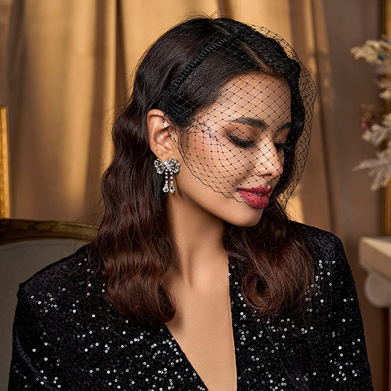 Europa y América Negro diamante velo diadema Amazon AliExpress al por mayor rhinestone velo accesorios para el cabello accesorios nupciales de la vendimia