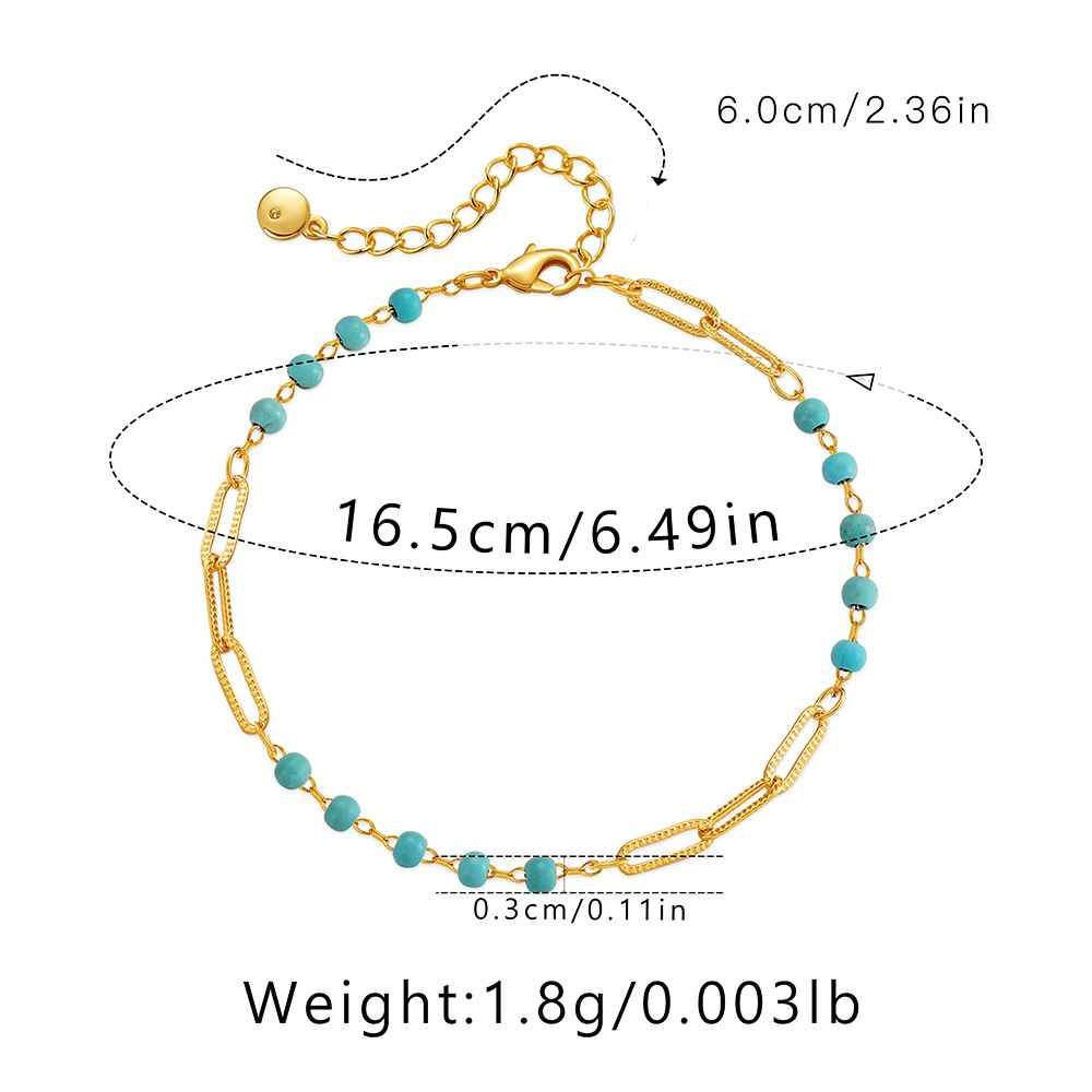 Simple Style Classic Style Round Turquoise Copper Plating 18k Gold Plated Bracelets display picture 1