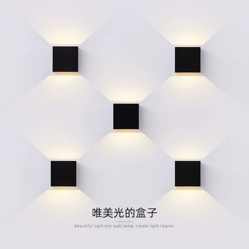 LED wall lamp, ultra-thin, small box design, modern minimalist style, suitable for bedroom bedside lighting, background wall, or balcony, with up and down lighting LED wall lamp, ultra-thin, small box design, modern minimalist style, suitable for bedroom bedside lighting, background wall, or balcony, with up and down lighting