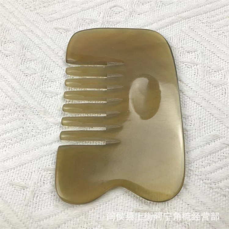 Horn Comb Six Teeth Head Massage Comb Gua Sha Meridian Comb Acupoint Stick Under 10cm overview