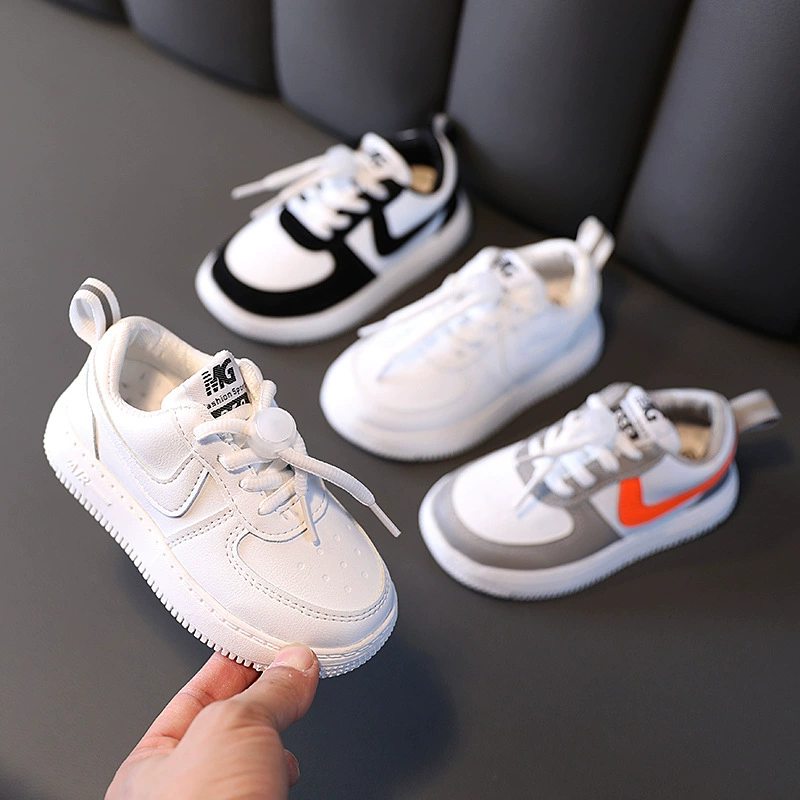 Children's low casual footwear, white shoes, sneakers for early age, 2021 collection