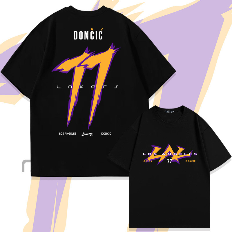 American Basketball Training Uniform Short-Sleeved Men's Sports Shooting Uniform Doncic Doncic 77 Lakers Running Fitness T-Shirt American Basketball Training Uniform Short-Sleeved Men's Sports Shooting Uniform Doncic Doncic 77 Lakers Running Fitness T-Shirt