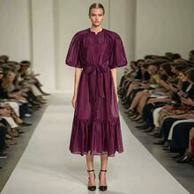 YSJZ25118  25外贸现货两件套欧美高级感荷叶边气质泡泡袖连衣裙