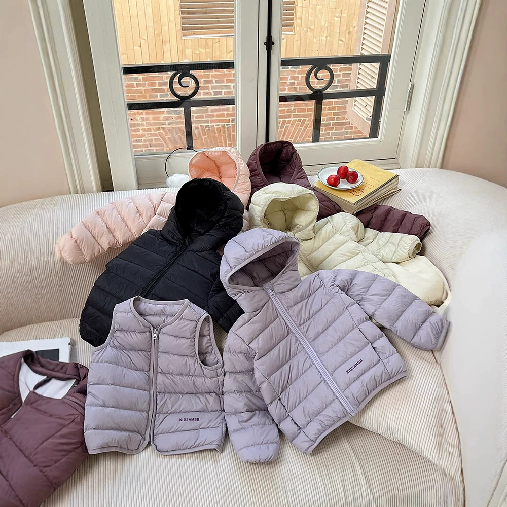 Children's winter velvet down jacket, keep warm vest, duck down