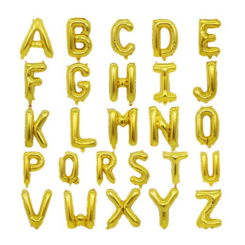 16寸美版小字母铝箔气球金色银色玫瑰金A-Z英文字母生日婚庆