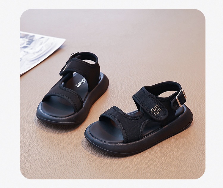 Comfortable Black Roman Sandals For Kids With Soft Sole For Beach_voghion.com