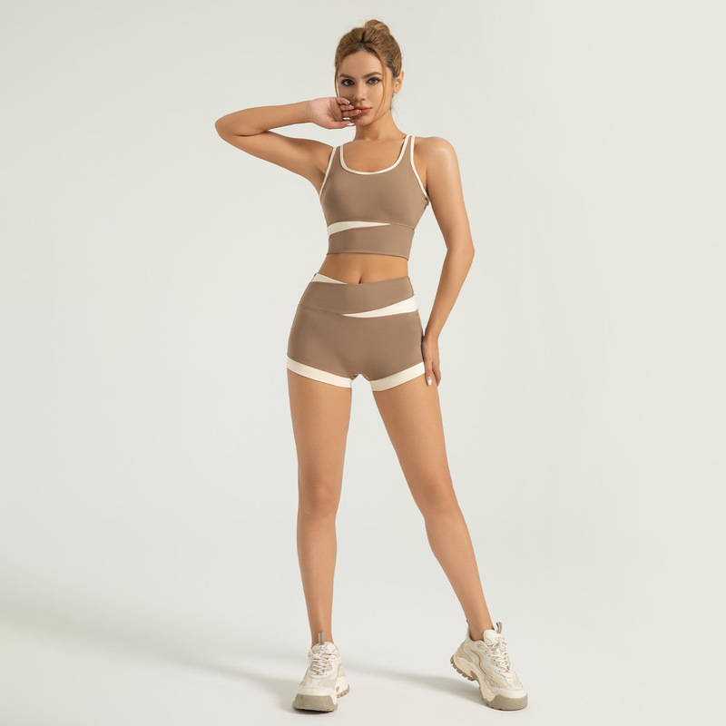 Hot-Selling Women's Yoga Leggings Set for Fitness and Exercise, High-Waisted Sportswear, Ribbed Compression Gym Wear
