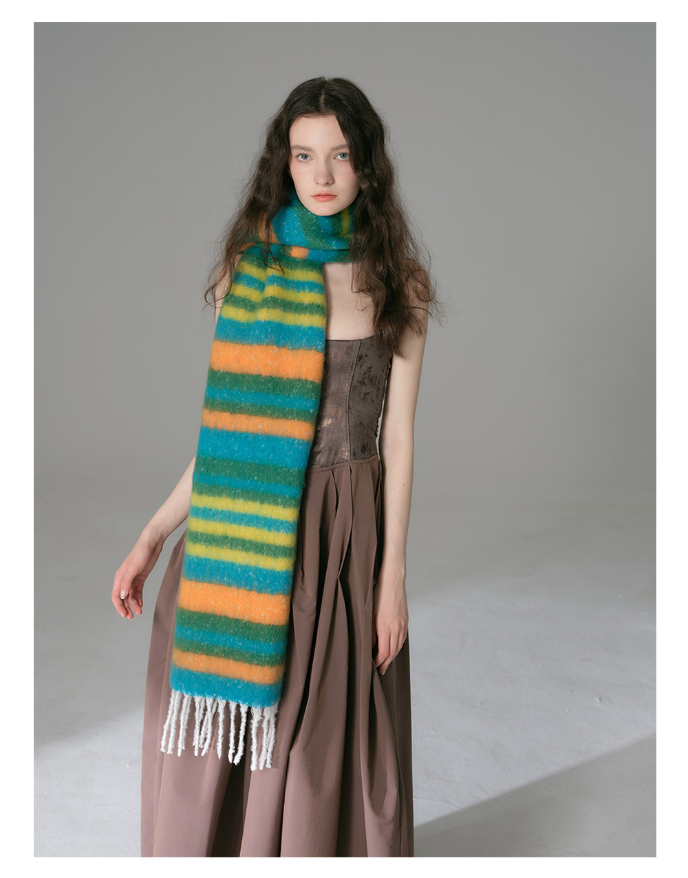 Sciarpa a righe dopamine donna imitazione cashmere morbido collo_voghion.com