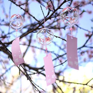 Glass Cherry Blossom Wind Bell Bell Creative Bedroom Pendant Meditation Summer Wind Hanging Decoration Door Decoration Girl Japanese Style