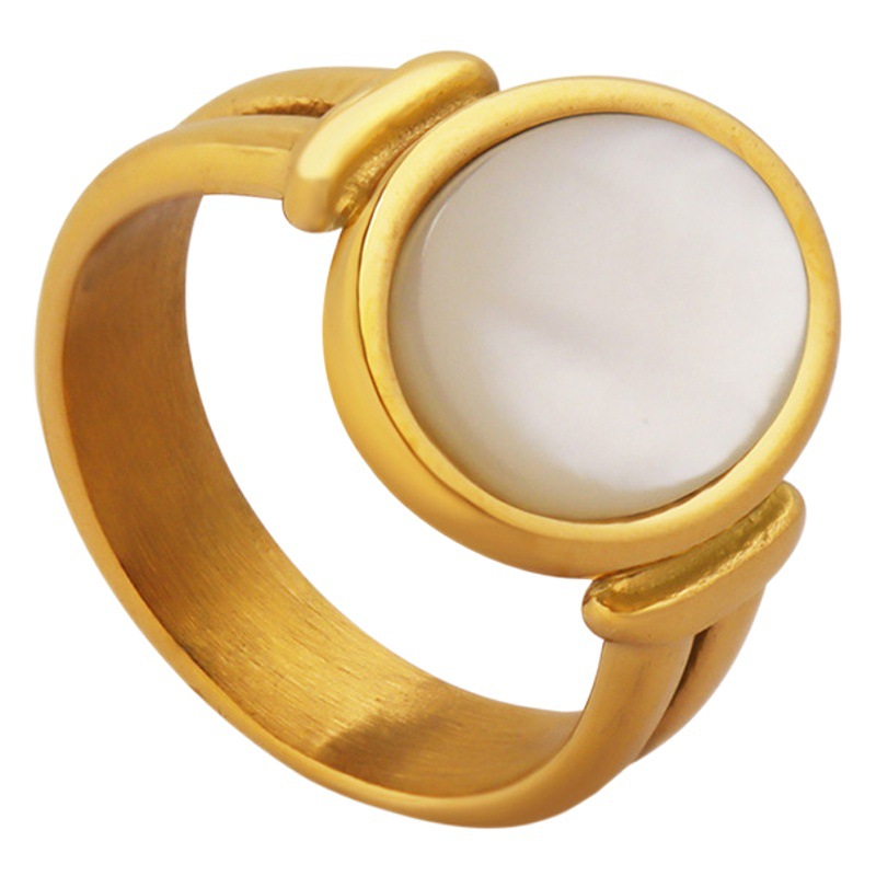 Francés ins Estilo Vintage concha de Mar Blanco encantador anillo pulsera chapado en oro real de 18 de titanio de acero anillo de dedo índice de la joyería A256