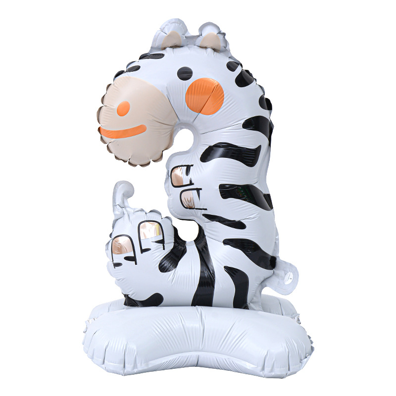 Transfronteriza nueva columna digital de animales de 23 pulgadas globo de aluminio forma de dibujos animados 0-9 decoración de diseño de escena de cumpleaños