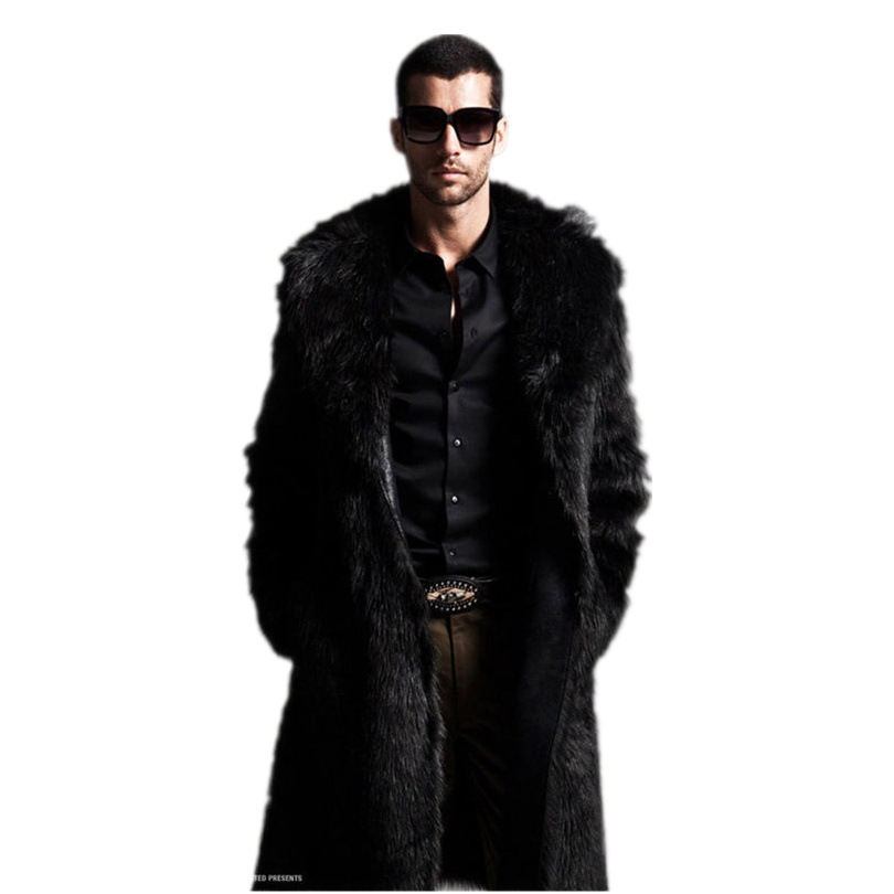 AliExpress transfronterizo de piel sintética de los hombres abrigo largo abrigo de piel trinchera traje de cuello más tamaño
