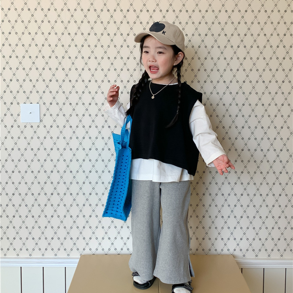 girl suit children personality Fashionable 3043 black Vest suit Free collocation 2023 New spring