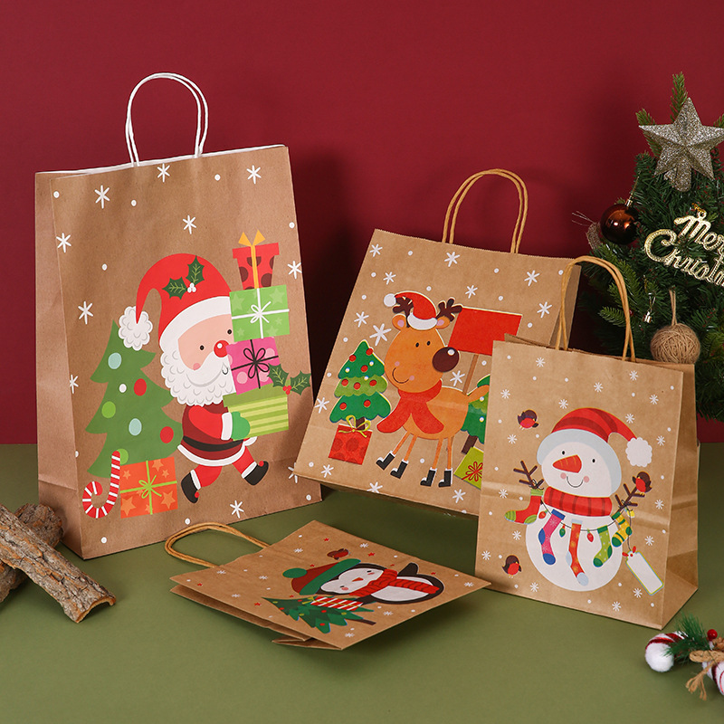 跨境圣诞节礼品袋印花伴手礼袋子节日派对卡通圣诞老人零食包装袋