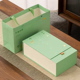 新款绿茶西湖明前龙井茶叶包装盒礼盒空盒半斤一斤装方包盒子批发