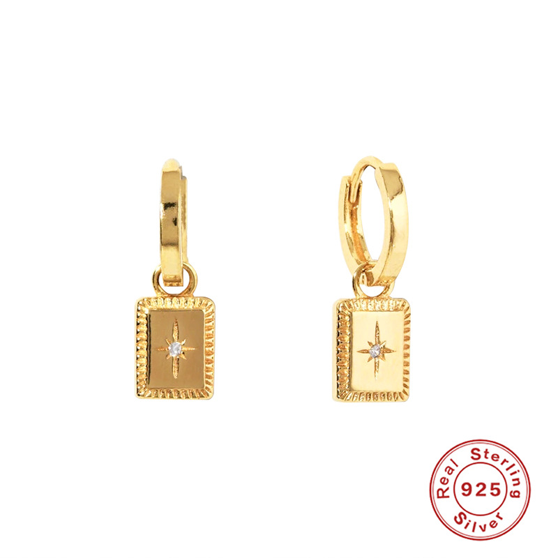 S925 plata esterlina luz transfronteriza moda de lujo elegante estilo INS geométrica Awn estrella pendientes del todo-fósforo hebilla del oído