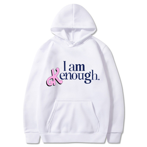 I Am Kenough Letter Print Hooded Sweatshirt for Men and Women