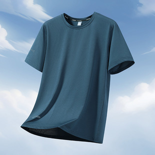 Ice Silk Short-Sleeved T-Shirt for Men and Women in Summer Thin Quick-Drying Loose Large Size Plus Fat Sports T-Shirt Cool Half-Sleeved Breathable