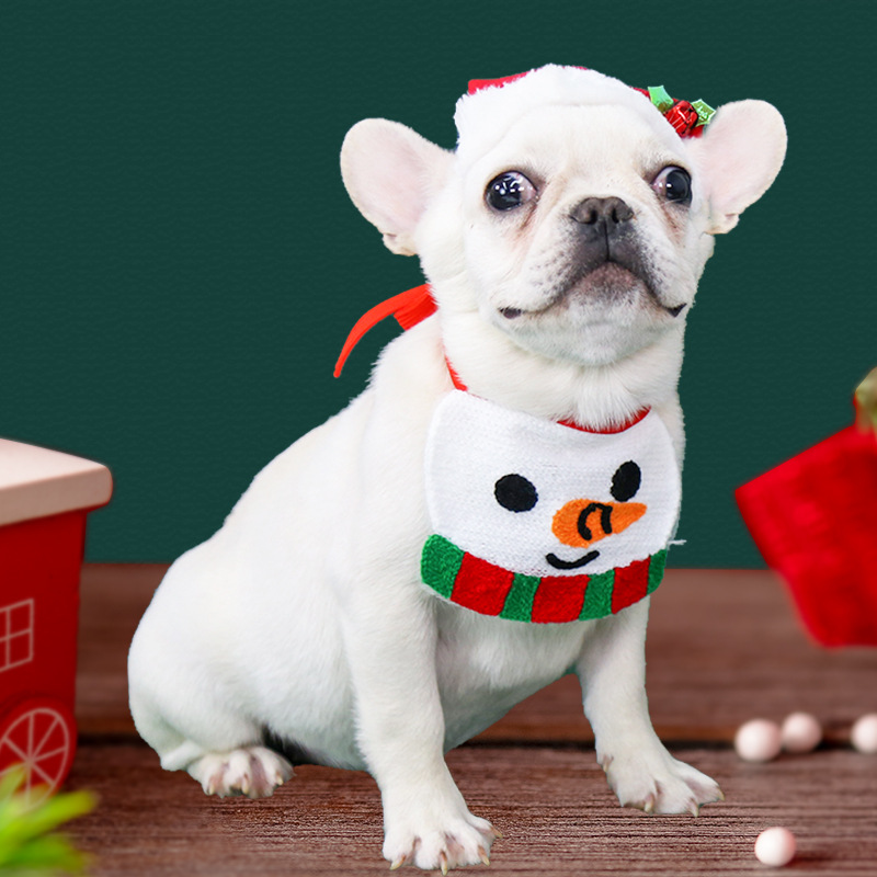 INS nueva Corea del Sur Navidad alces pastel de caramelo nieve tesoro perro babero mascota saliva toalla gato perro bufanda