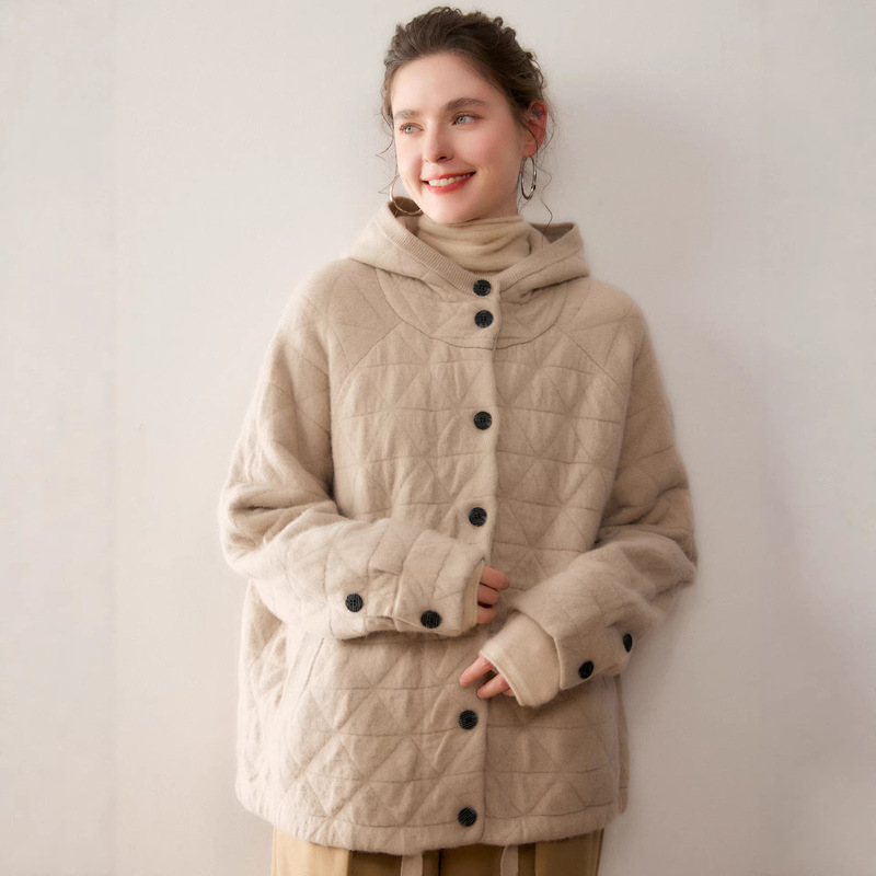 Loose Thickened Velvet Knit Cardigan for Women Korean Version Hooded 2025 Autumn/Winter New Warm Loose Coat