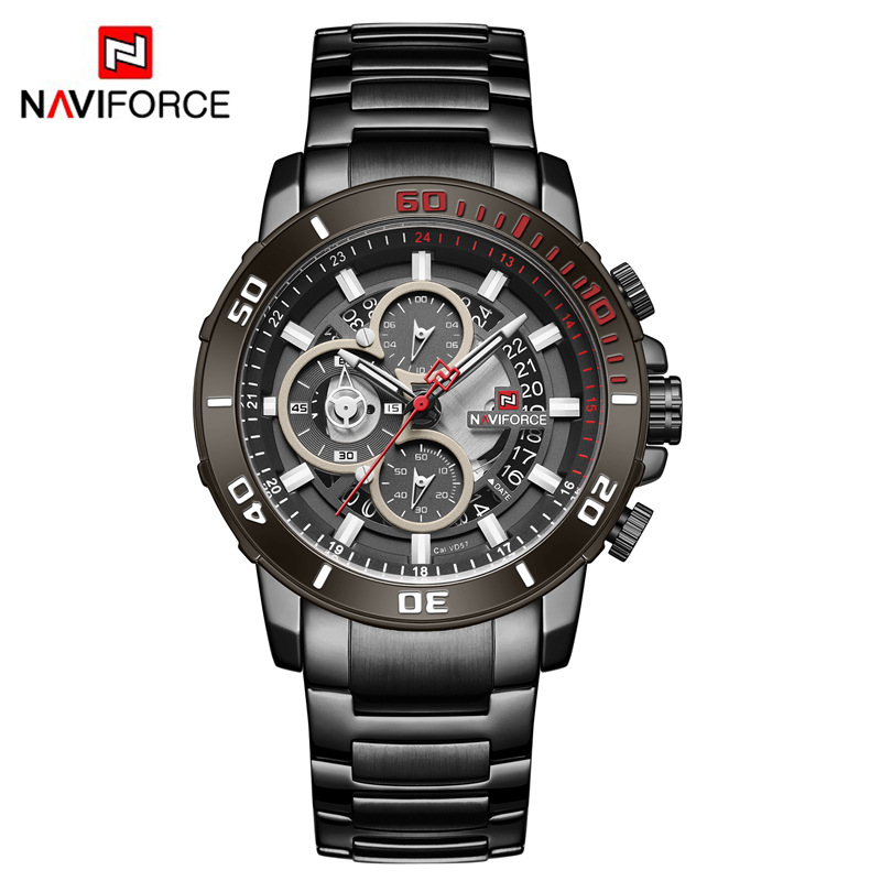 NAVIFORCE Lingxiang 9174 nuevo reloj redondo calendario deportes de Cristal los hombres movimiento cuarzo puntero tipo