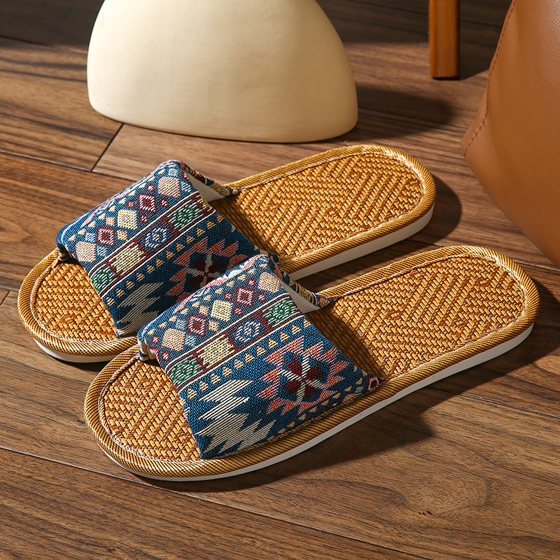 블루 [짚자리 에스닉 스타일 두꺼운 바닥]