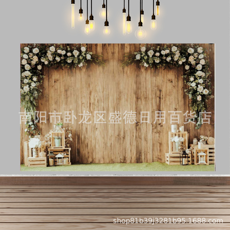 Cross Border Flower Wooden Wall Wedding Proposal Banner Bridal Shower Birthday Party Decoration Props Photographic Background Cloth