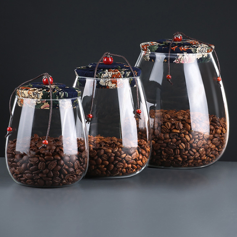 Botella de almacenamiento de granos de café botella de vidrio sellada botella con tapa alimentos de gran capacidad tarro de té granos tarro de almacenamiento de cocina